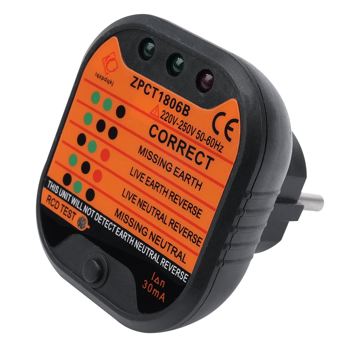 Tester per Prese 220-250V, rilevatore di Tensione di polarità del Circuito per Il rilevamento del Cablaggio della Presa di Corrente, ispezione di Sicurezza del Test della Presa