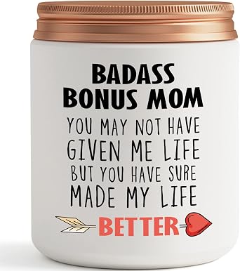 Bonus Mom Gifts- Mother in Law, Stepmom irthday Christmas Mothers Day Gifts- Funny Best Candle Gift Ideas for Adopted Mom from Daughter Son