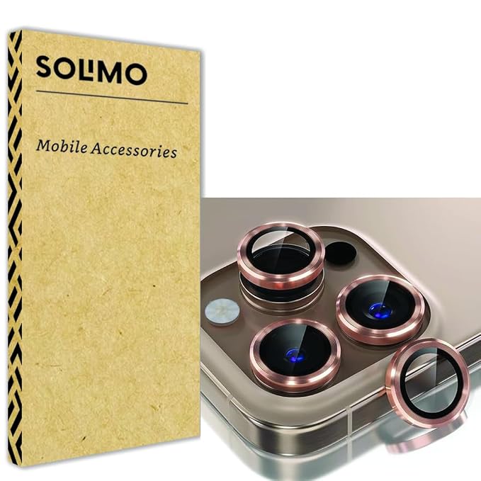 Amazon Brand - Solimo Tempered Glass Camera Lens Protector for iPhone 16 Pro Max (Titanium Brown)