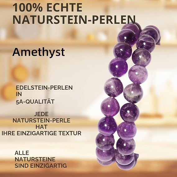 8MM Natural Stone Beads Round Loose Beads Gemstone for Jewellery Making with Crystal Stretch Cord (Cotton Amethyst 45pcs)