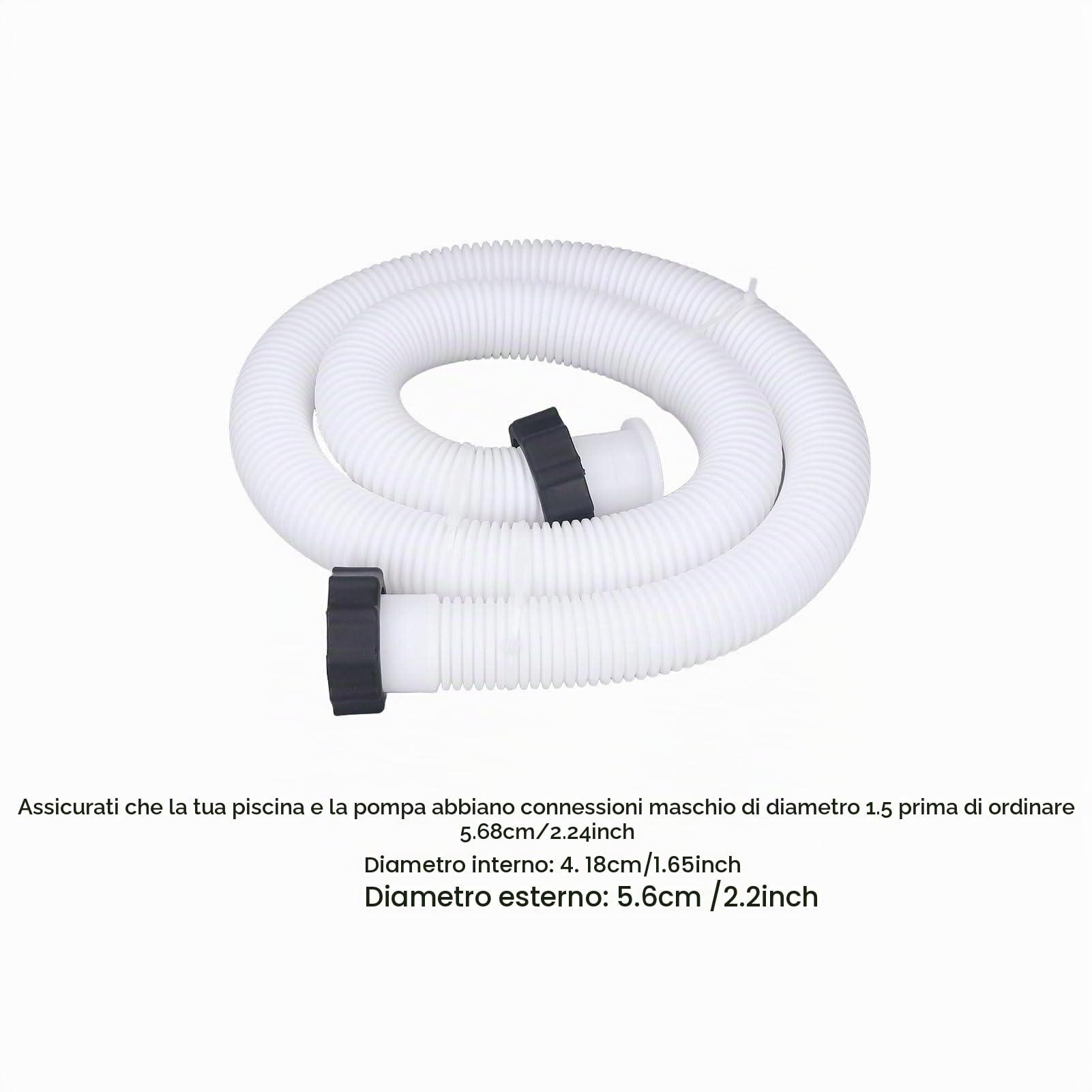 Tubo Flessibile di Ricambio per Pompa e Filtro Piscina, Connettore per Pompa di Aspirazione