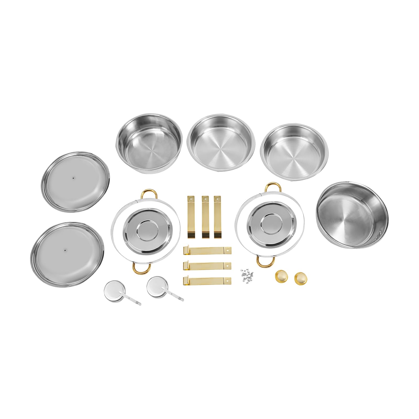Set da 4,5 l Chafing Dish Buffet in acciaio inox, contenitore termico rotondo, per catering, buffet e feste (oro/set da 2)