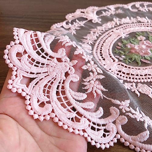 2Pack Retro Lace Placemats, French Crochet Doilies, Handmade Embroidered Table Mats, 12X16-In Pink Place Mats Cup Mat #TOP1