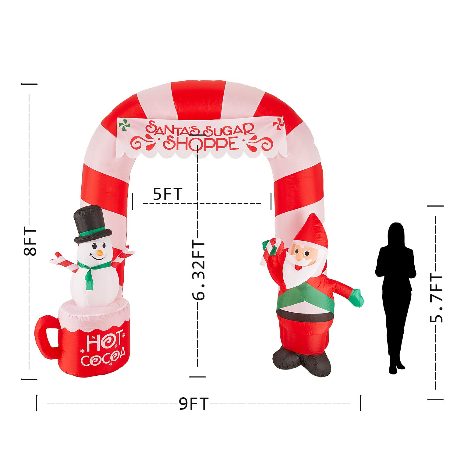 8 FT Christmas Inflatable Archway Decorations, Larekook Outdoor Waterproof Giant Arch with Santa & Snowman with Built-in LED Lights for Xmas Party Outdoor Garden Patio Yard Lawn Xmas Blow Up Decor