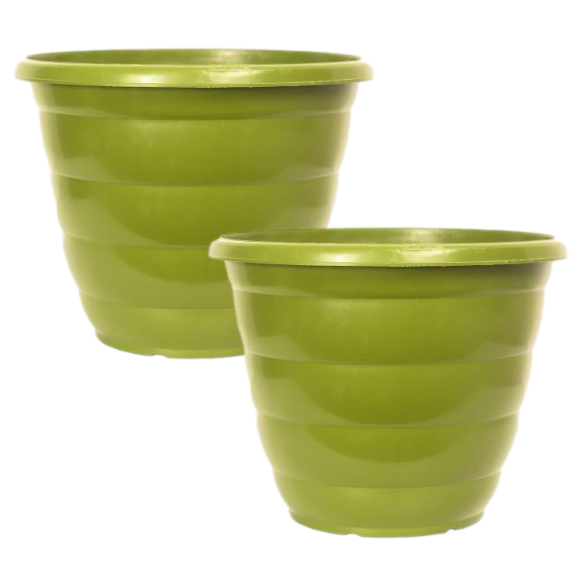 Fyne-Finds Green Set Of 2 Plastic Bumble Beehive Plant Pots 30Cm, 12Inch Garden Outdoor 9.5L Gloss Planter