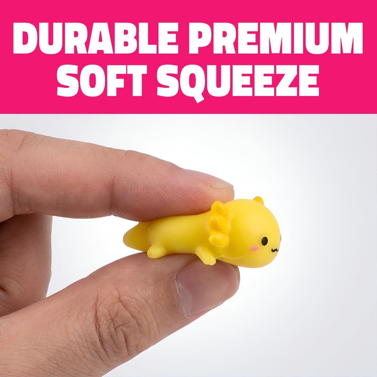 Mini Axolotl Squeezy Figurines - 1" (Pack of 250) - Soft Assorted Colors Squishies in Capsules - Perfect Arcade Prizes and Party Rewards