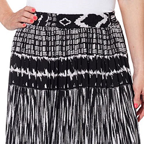 Chaudry Ladies’ Pull-on Skirt-Black & White Aztec, XL3