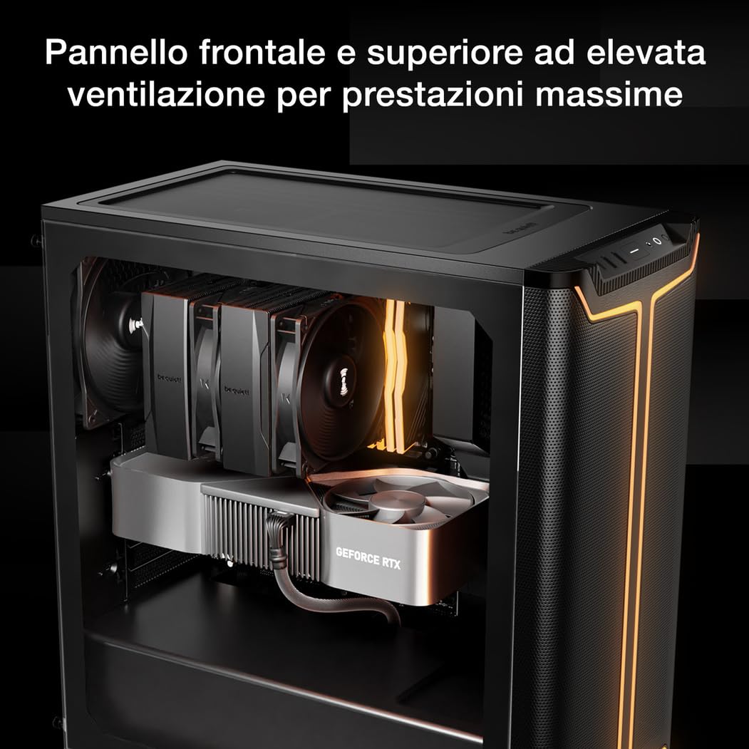 be quiet! Pure Base 501 DX Black case per PC, pannello frontale e superiore con elevato airflow, prestazioni elevate, 3 ventole Pure Wings 3 140mm PWM, straordinaria pressione statica, design dinamico
