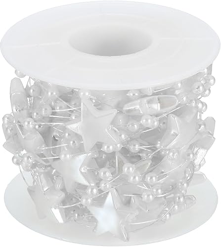 Miniatura 7 de PATIKIL Guirnalda de cuentas de estrella, guirnalda de perlas artificiales de 16.4 pies, carrete de alambre para árbol de Navidad, fiesta,