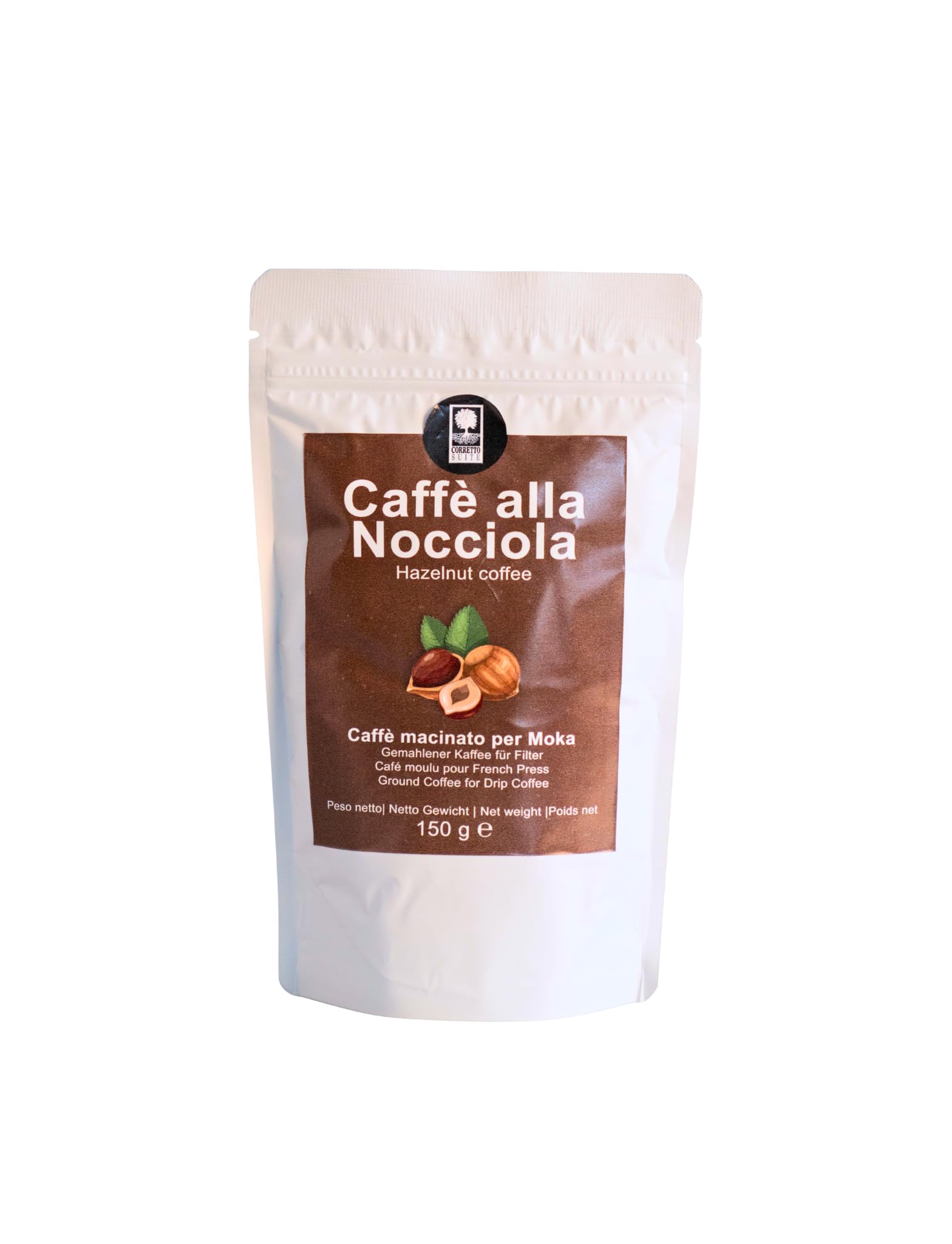 CORRETTO SUITE - Caffè aromatizzati per Moka - 150 g (Caramello, Cioccolato, Irish Coffee, Vaniglia, Nocciola) (Caramello, Cioccolato, Irish Coffee, Vaniglia, Nocciola)