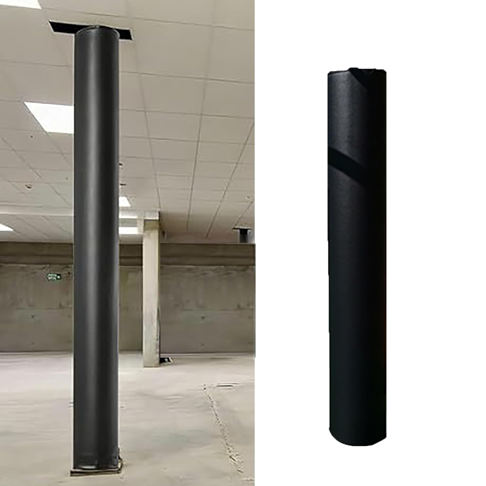 Cubierta acolchada para poste de interior para poste redondo, protector de aro de baloncesto, cubierta de espuma negra para pilar de garaje, soporte de metal al aire libre
