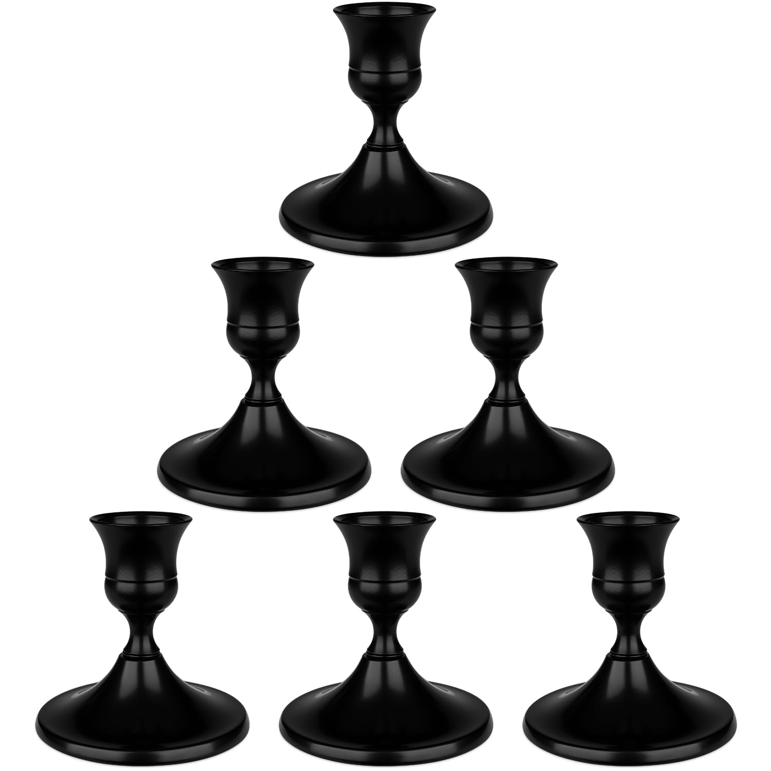 Candlestick Holders Taper Candle Holders, 6 Pcs Black Candle Stick Metal Candle Holder for Table Centerpiece,Wedding Reception, Festive Christmas Mantel Decoration or Home Decor (Black)