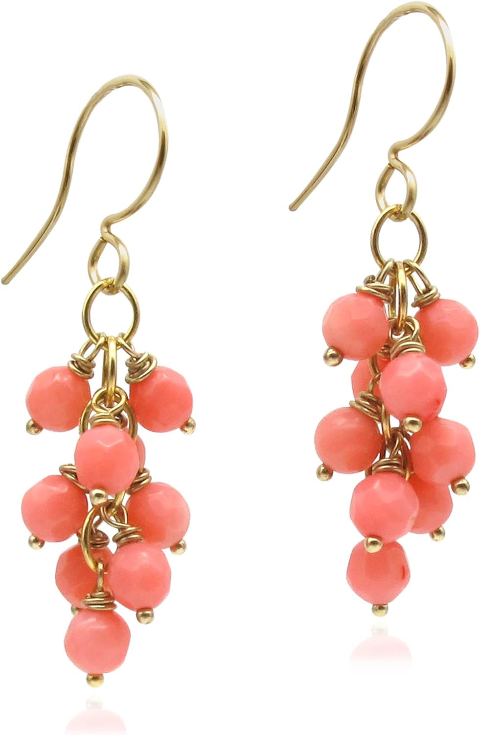 Dainty Genuine Gemstone Earrings Cluster Cascade Drop 14k Gold Filled or Sterling Silver