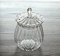 Vista 7 de Tarro de azúcar de vidrio transparente a rayas retro tarro de aperitivos tarro de almacenamiento de alimentos con tapa