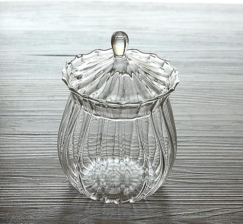 Miniatura 7 de Tarro de azúcar de vidrio transparente a rayas retro tarro de aperitivos tarro de almacenamiento de alimentos con tapa