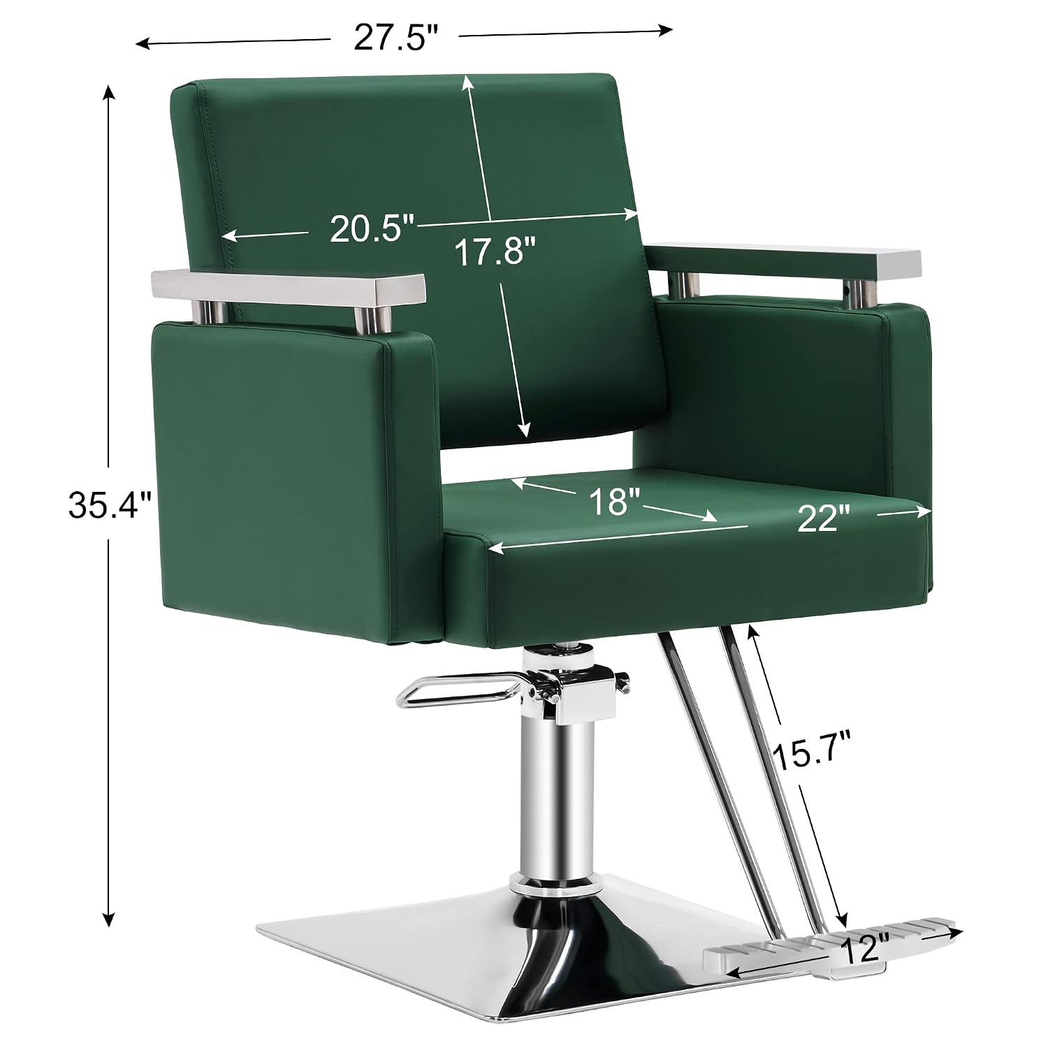 BarberPub Classic Hydraulic Barber Chair Styling Salon Chair for Hair Stylist Beauty Spa Equipment 8808 (Green)