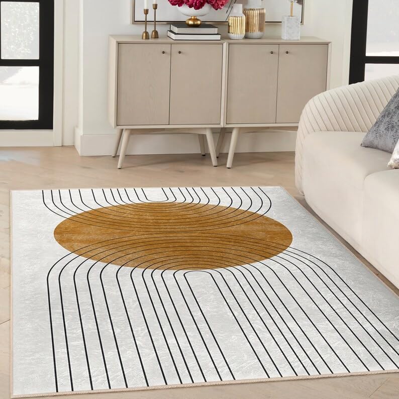 Tapis de salon moderne pour sublimer votre séjour avec ses lignes courbes