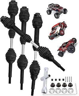 RCMYou Drive Shaft CVD Upgrades Part for 1/10 Slash VXL 4X4,Hoss VXL 4X4 4WD,Stampede VXL 4X4 4WD,Rustler VXL 4X4 4WD,4Pcs Front Rear Driveshaft Axles Hops Up,Black