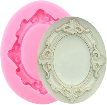 Silicone Molds,Soap Making Supplies,8.2x6.5cm 3D Frame Relief Cake Decorating Tools Cake Border Fondant Silicone Mold Candy Biscuits Molds Baking Cupcake Chocolate Moulds