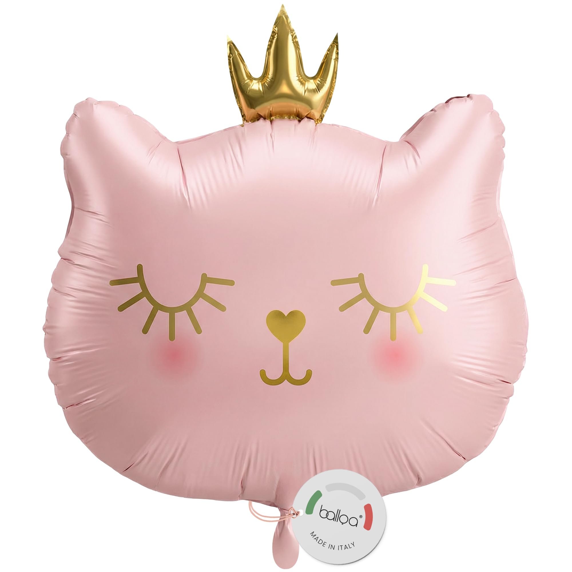 balloa Foil Balloon XXL Cat with Crown Pink, Helium Balloon Animal Motif, Balloon Cat for Children's Birthday, Party Decoration Cat Birthday, Gift for Cat Lovers Birthday, Cat Balloon Decoration, 52