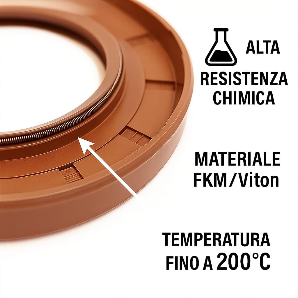 SAMMA PARTS Anello di Tenuta Paraolio FKM 30x40x7mm Doppio Labbro per Alberi Rotanti Alta Temperatura