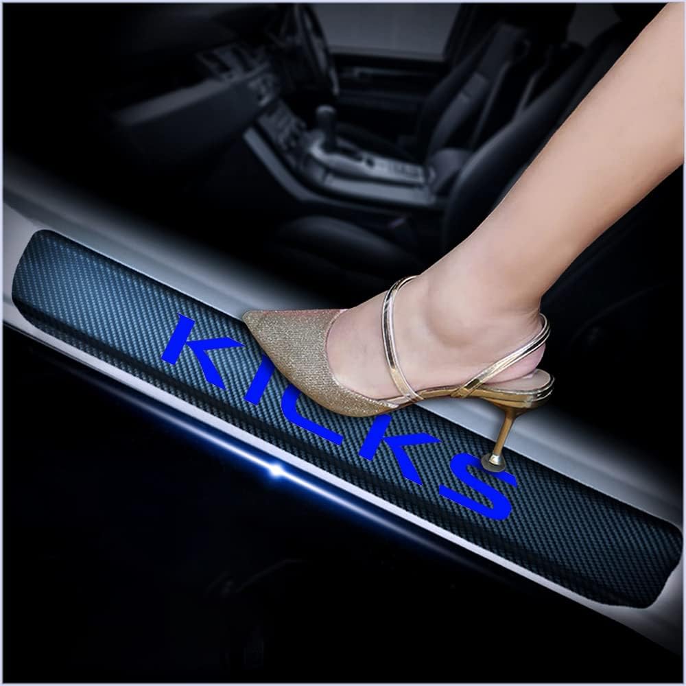 4Pcs Car Door Sill Protector for Nissan Kicks, Carbon Fiber Anti-Scratch Guard for Nissan Kicks Accessories - Self-Adhesive Car Door & Sill Protector -White