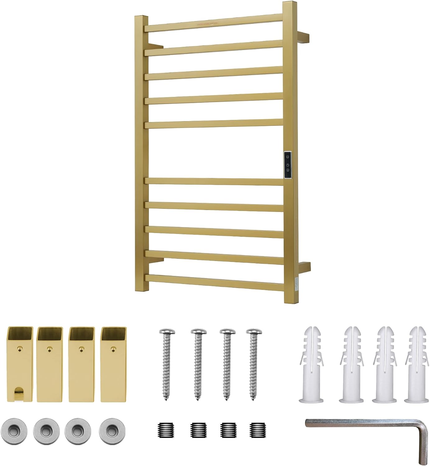 Heated Towel Racks for Bathroom, Wall Mounted Electric Towel Warmer Racks with Timer & Temperature Control, 10 Bar Stainless Steel Towel Heater for Bathroom, Brushed Gold, Plug-in