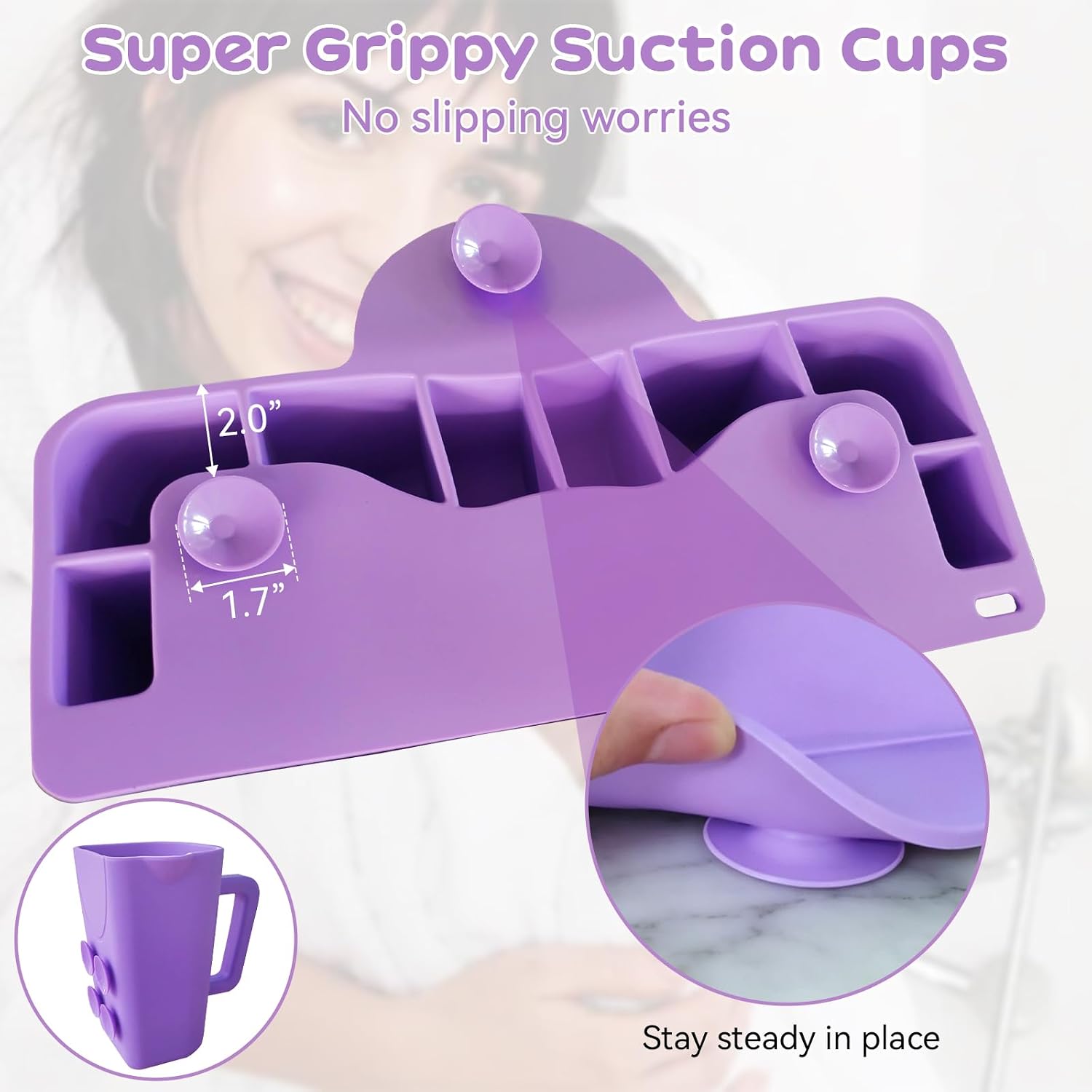 Portable Hair Washing Station for Kids,Children, Pregnant women,Seniors.Neck Support Silicone Shampoo Bowl for Sink or Bathtub,Attached Shampoo Brush and Baby Bath Rinse Cup (Purple)