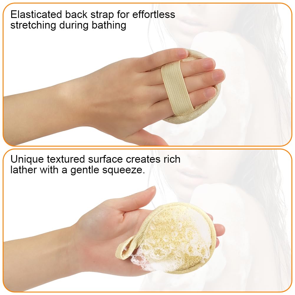 AOOWU Peeling do twarzy z trukwy do twarzy, 4 sztuki, gąbka z pianki Loofah, biodegradowalna gąbka pod prysznic, naturalne wkładki z gąbki trukwy, oczyszczanie wągrów, złuszczanie