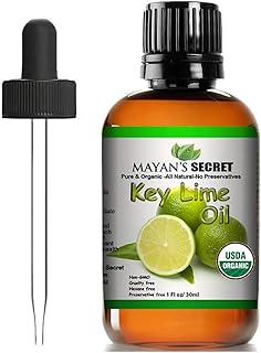 Mayan’s Secret USDA Certified Organic Key Lime Essential Oil for Diffuser & Reed Diffusers (100% PURE & NATURAL - UNDILUTED) Therapeutic Grade - Huge 1oz Bottle - Perfect for Aromatherapy, Relaxation,