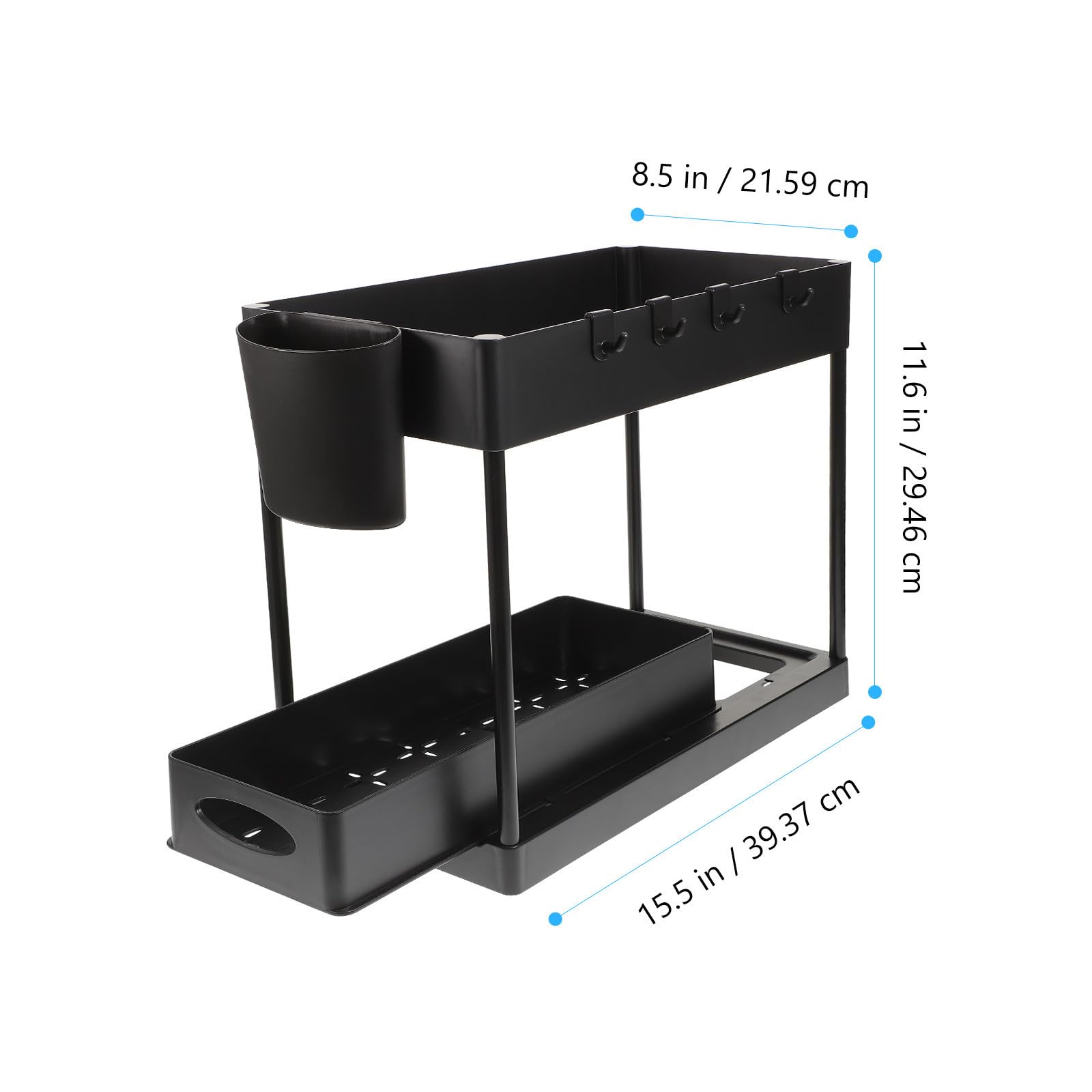 Organizador de Baño Debajo del Lavabo de 2 Capas Cajón Deslizante, Gran Capacidad, Material Abs Resistente y Diseño para Cocina