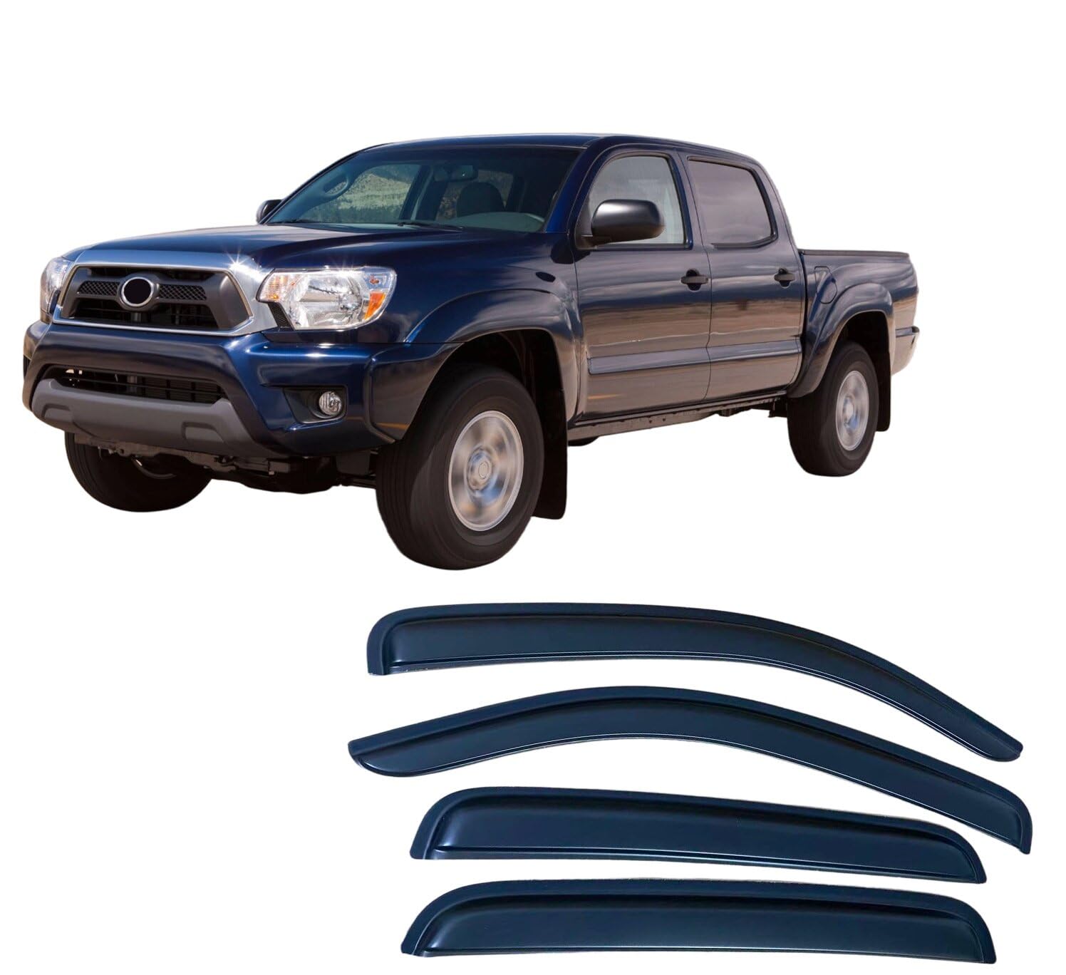 nwsplmy Wind Deflectors for TOYOTA TACOMA 2016-2023 DOUBLE CAB, Rain Guards Window Visors, 4-Piece, Protects Against Fading & Cracks