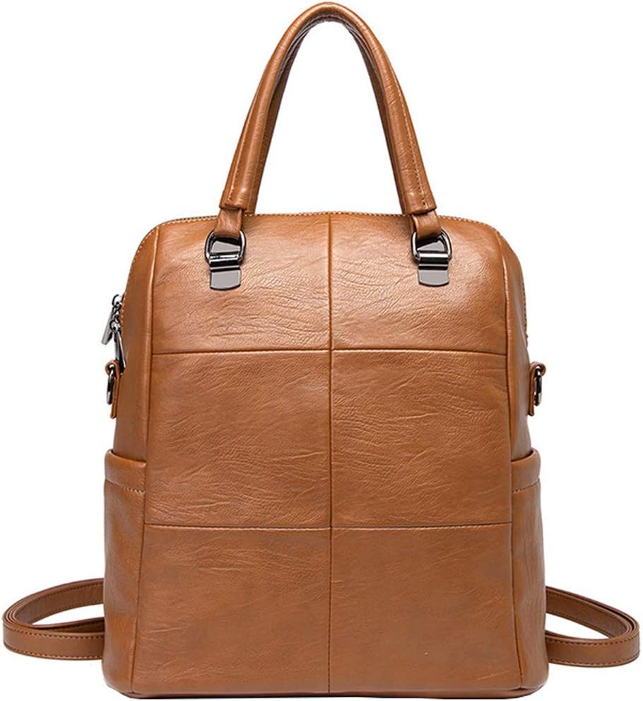 Tisdaini® Women's Backpack Fashion PU leather splice antitheft travel teen Bags Brown B