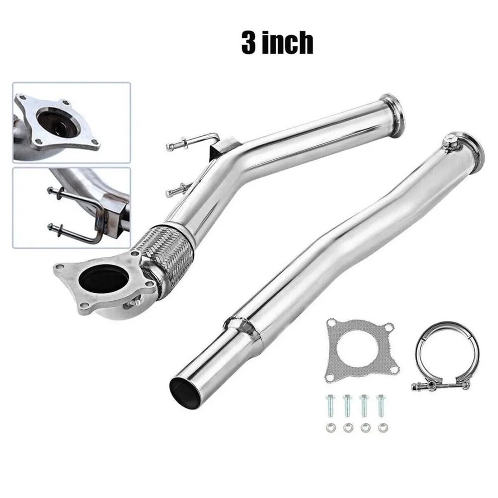 Punta Scarico Auto PER VW PER GOLF MK5 MK6 PER SCIROCCO 2.0 PER GTI SCARICO INOX 3" DE CAT DECAT DOWNPIPE Coda Marmitta Auto