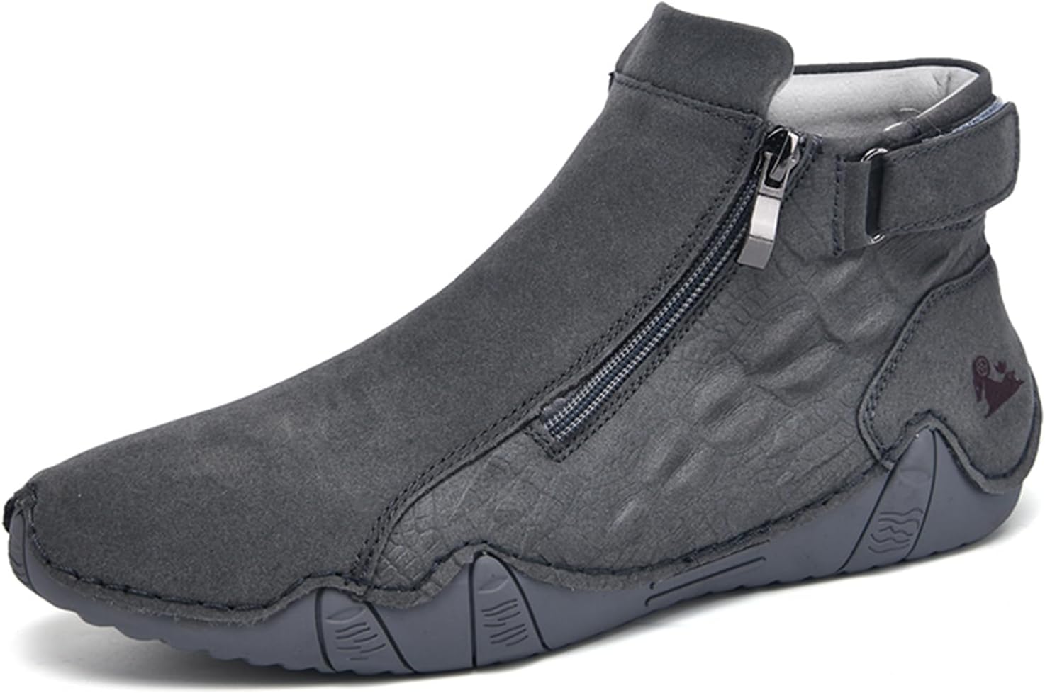 Men's Leather Handmade High Top Chukka Ankle Boots Comfortable Round Toe Side Zipper Slip On Sneakers Fashion Lightweight Outdoor Walking Driving High Boots