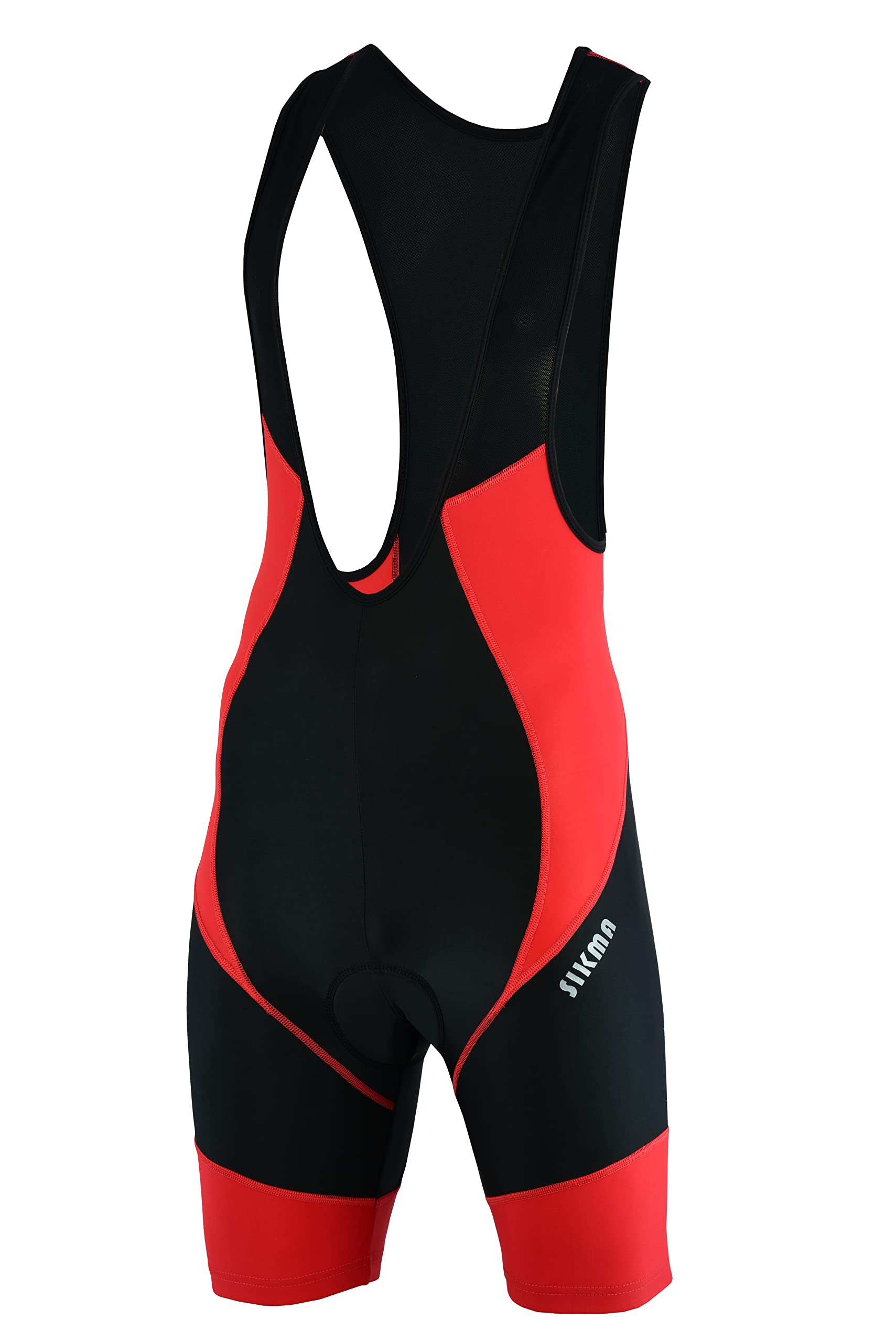 Sikma Mens Cycling Bib Shorts Anti Bac Coolmax Padded Bicycling Tight Shorts (Black/Red, Medium)