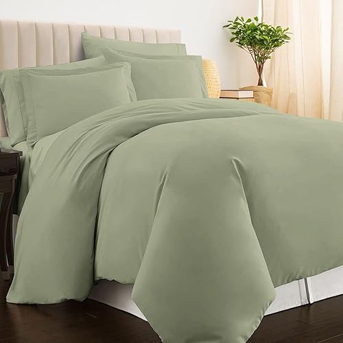 Pizuna - Ropa de cama de 100% satén de algodón de fibra larga de 400 hilos (juegos de sábanas y juego de fundas)