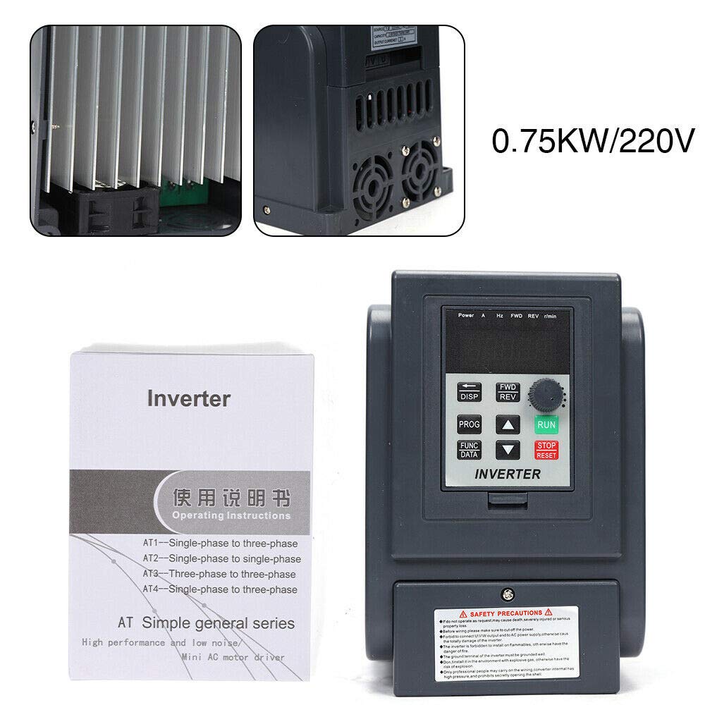 0.75kW 5A Frequenzumrichter VFD Digital Frequenzumformer, Variable Frequenzantrieb, 1 Phase Drehzahlregler