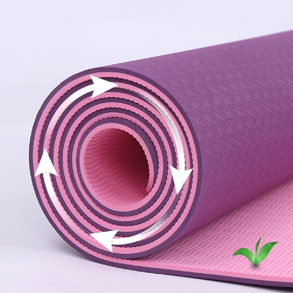 Tappetini Tappetino Yoga, Tappetino Antiscivolo, TPE. Stuoia di Allenamento con Sacchetto di Trasporto Tappetino da Fitness Cinturino per Donna e Uomo per Yoga, Pilates 6mm (¼ di Pollice) Spessore