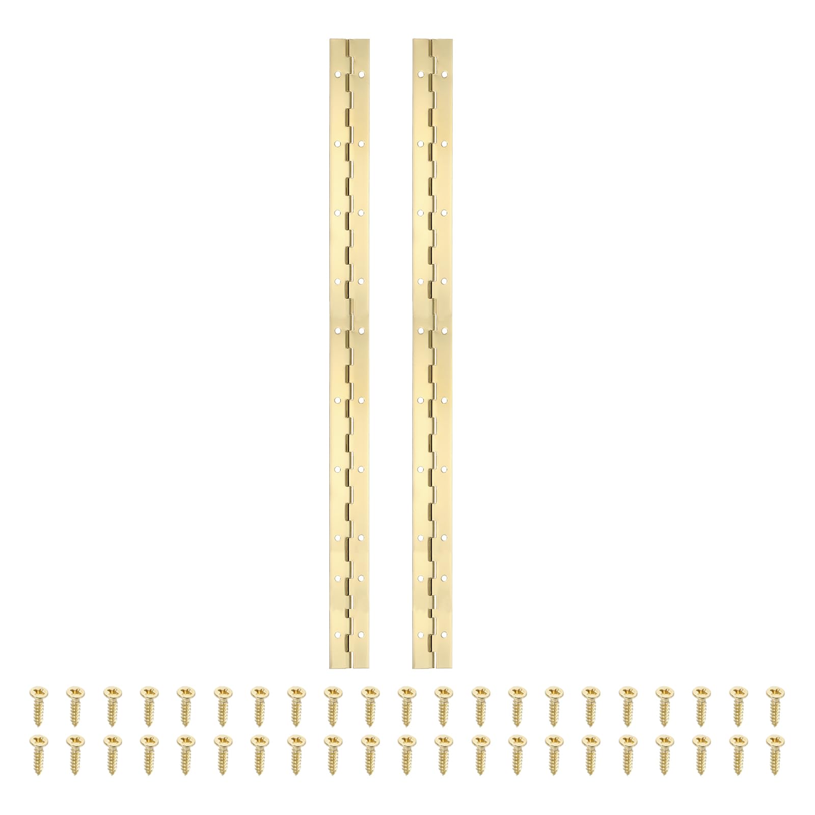 PATIKIL 20x1.2 Inch Piano Hinge,2 Pcs 304 Stainless Steel Continuous Hinge with Holes for Piano Gate Door Wooden Storage Box Cabinet Boat,Gold