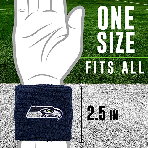 NFL Seattle Seahawks Franklin Sports Seattle Seahawks Embroidered Wristbandsnfl Embroidered Wristbands, Navy, One Size by Franklin Sports - Image 2