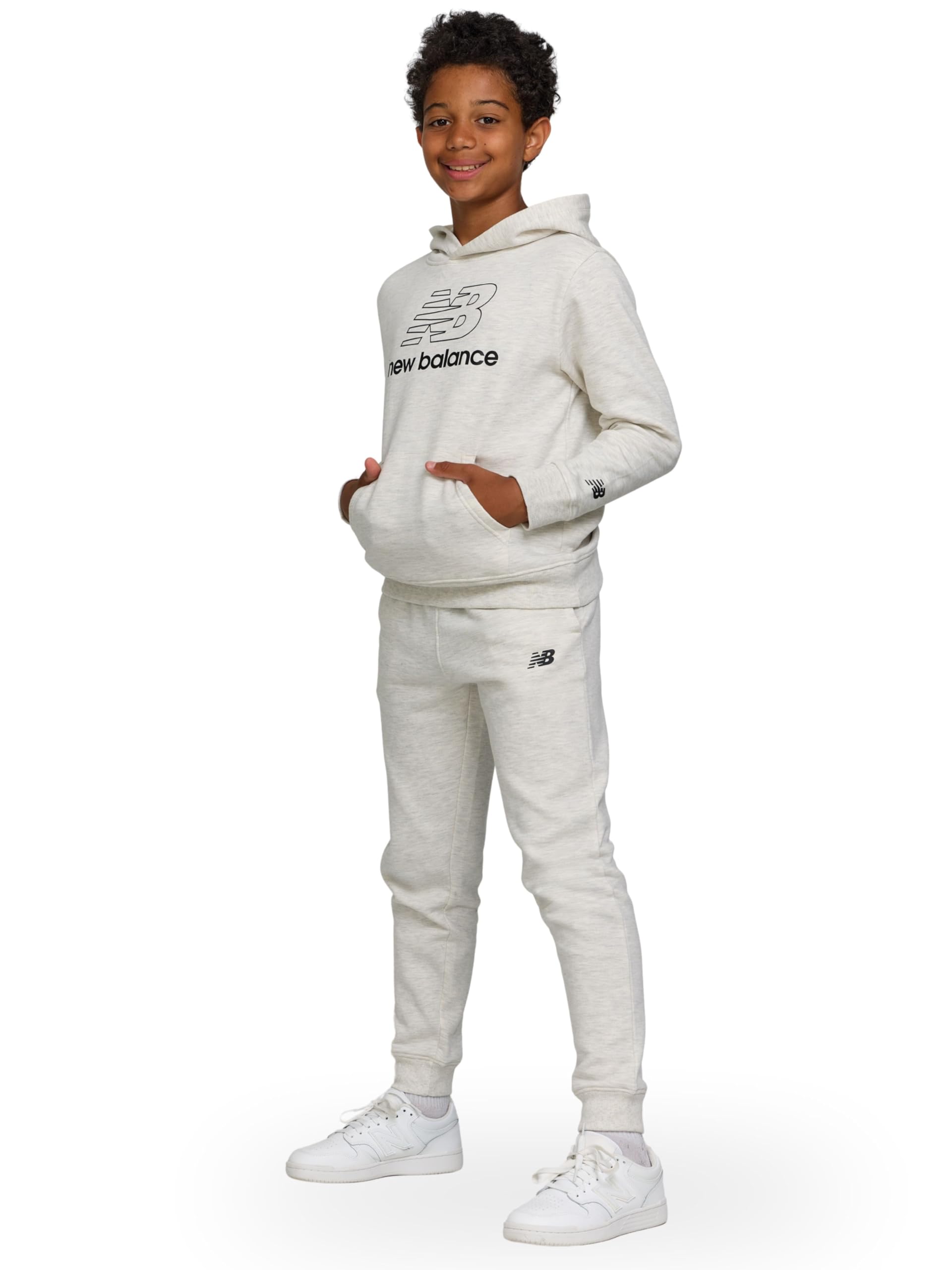 new balance boys & toddlers athletic 2 piece – soft fleece pullover hoodie & joggers sweatsuit activewear set (2t-12)