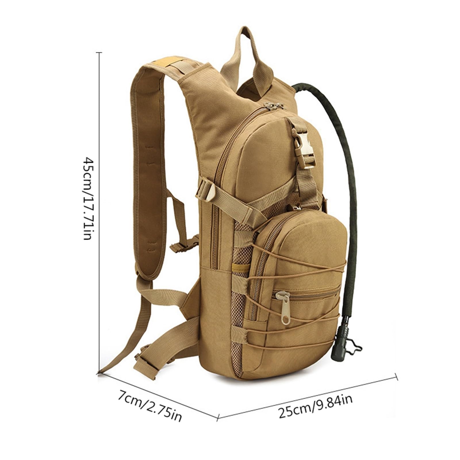 Wygwlg Zaino Viaggio Leggero, Zaino da Campeggio per Escursioni All'aperto con Sacca d'Acqua da 3 Litri, Militare Impermeabile Assalto Sopravvivenza, per Trekking, Escursionismo, Viaggi(A)