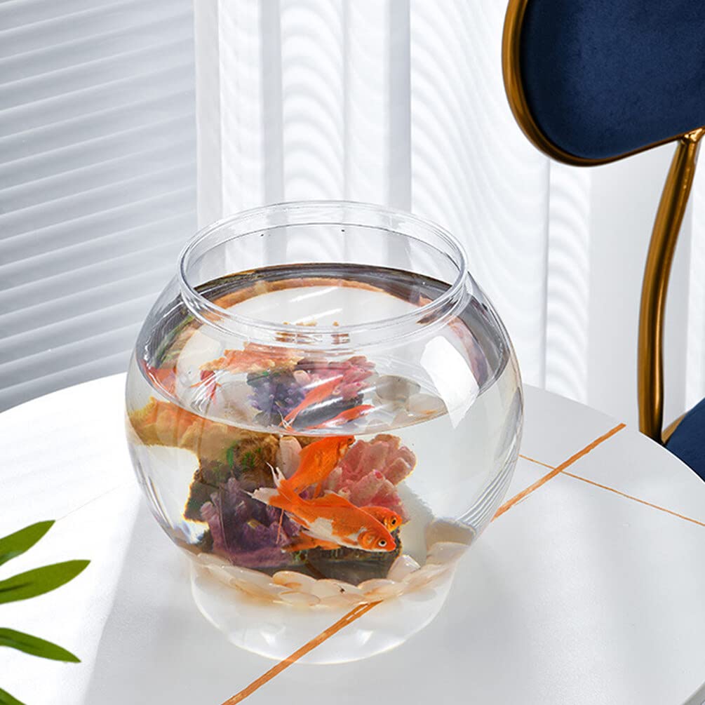 INOOMP Aquarium De Table Transparent Rond 15X15X13 Cm Bol À Poisson en Plastique Robuste Décoration Élégante pour Bureau Maison Ou Cadeau