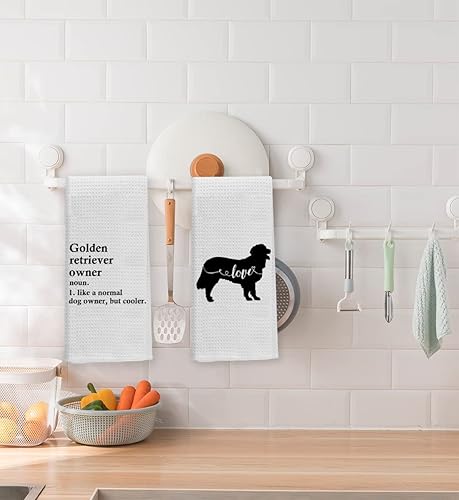 Miniatura 2 de Golden Retriever Owner Definition - Juego de 2 toallas de cocina divertidas para perros, 16 x 24 pulgadas, suaves y absorbentes, divertidas toallas