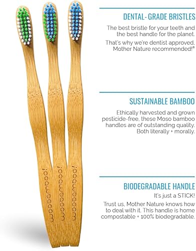 Miniatura 4 de Cepillo de dientes de cerdas medianas de mango estándar Woobamboo 0.6 onzas