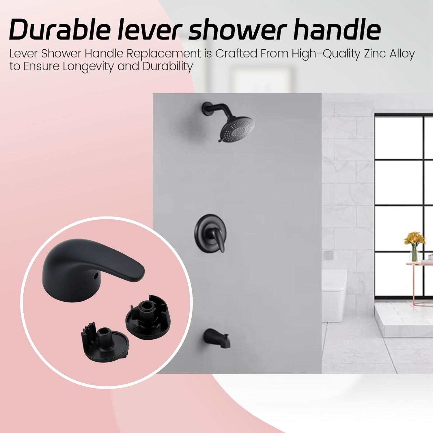 Replacement for Moen 100657 Lever Shower Handle, Universal Shower Handle Replacement Compatible with Moen PosiTemp & Moentrol Valve Systems, Matte Black