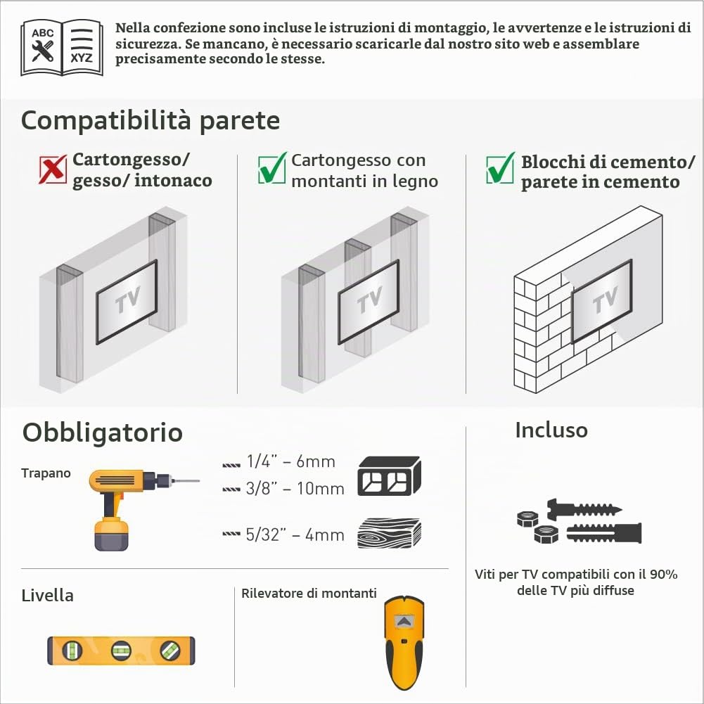 Barkan Supporto da parete lungo per TV, 13-65 pollici Full Motion articolato - 4 movimenti piatto/curvo staffa per schermo, può contenere fino a 40 kg, brevettato, compatibile con LED OLED LCD