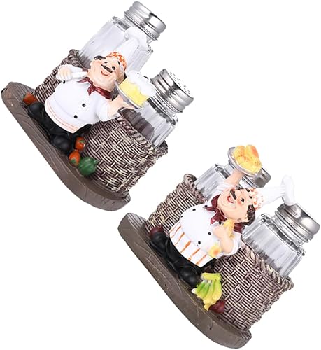 Chef - Soporte para ornamento de resina para sal y pimienta, 2 juegos de decoración de cocina moderna para manualidades