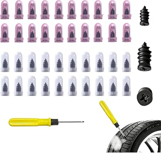 40 Pcs Vacuum Tire Repair Rubber Nail Plug Kit with 2 Sizes, Tire Patch Kit and Screwdriver, Fast Self-Service Tool for Car, Truck, Motorcycle